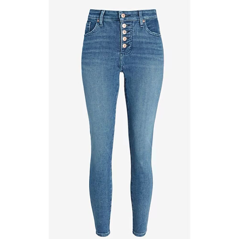 Express skinny mid rise button fly jeans size 2 - Picture 2 of 14